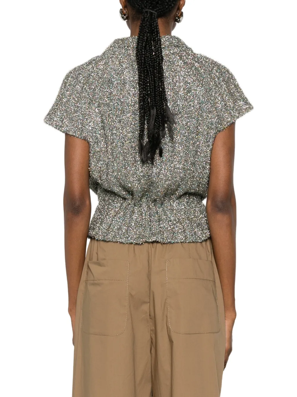 SUSANNE BOMMER Vest met glitter-effect en striksluiting Grijs