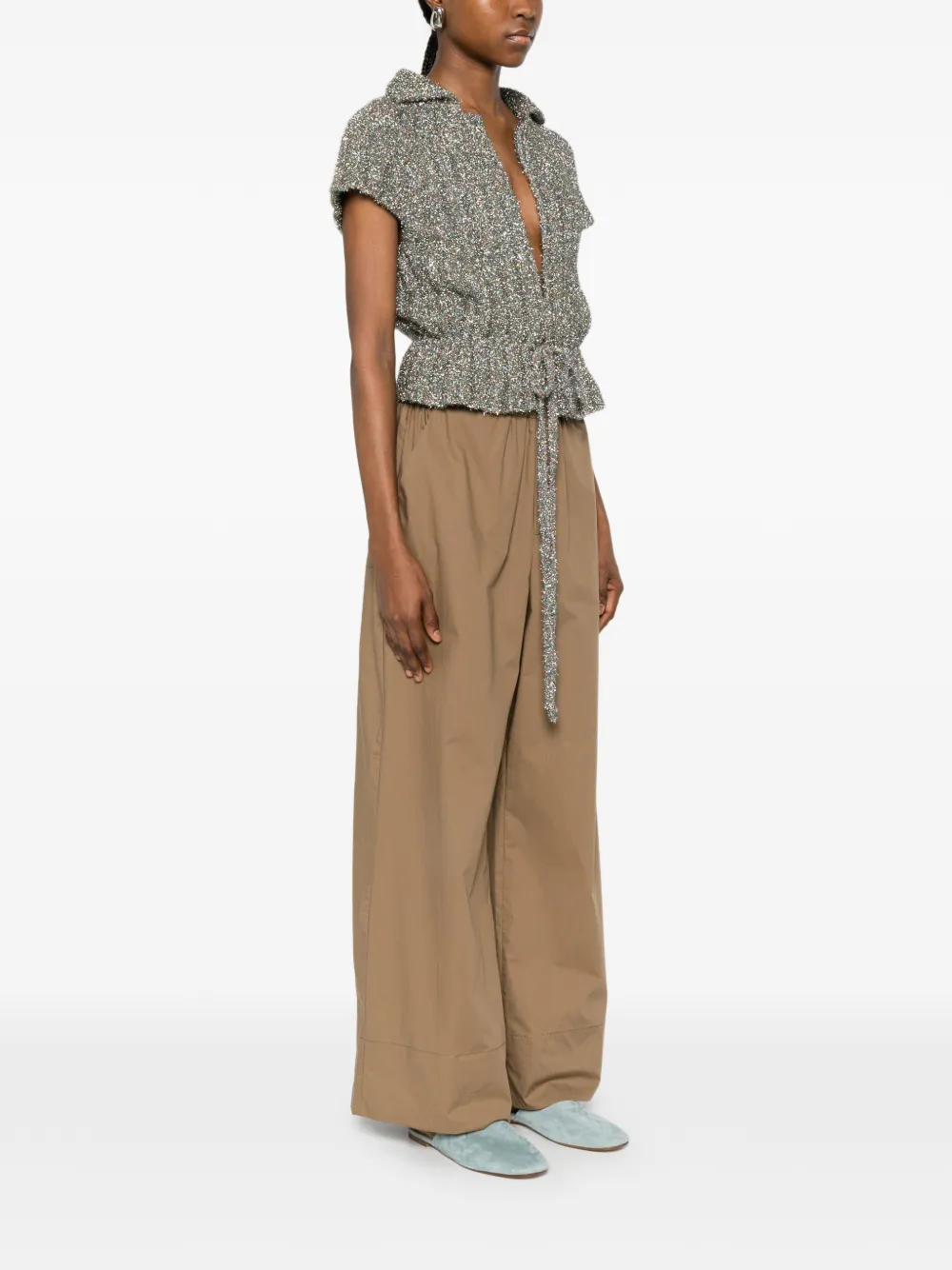 SUSANNE BOMMER Vest met glitter-effect en striksluiting Grijs