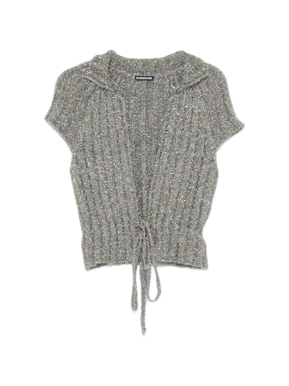 SUSANNE BOMMER glitter-effect tie-fastening cardigan - Grey
