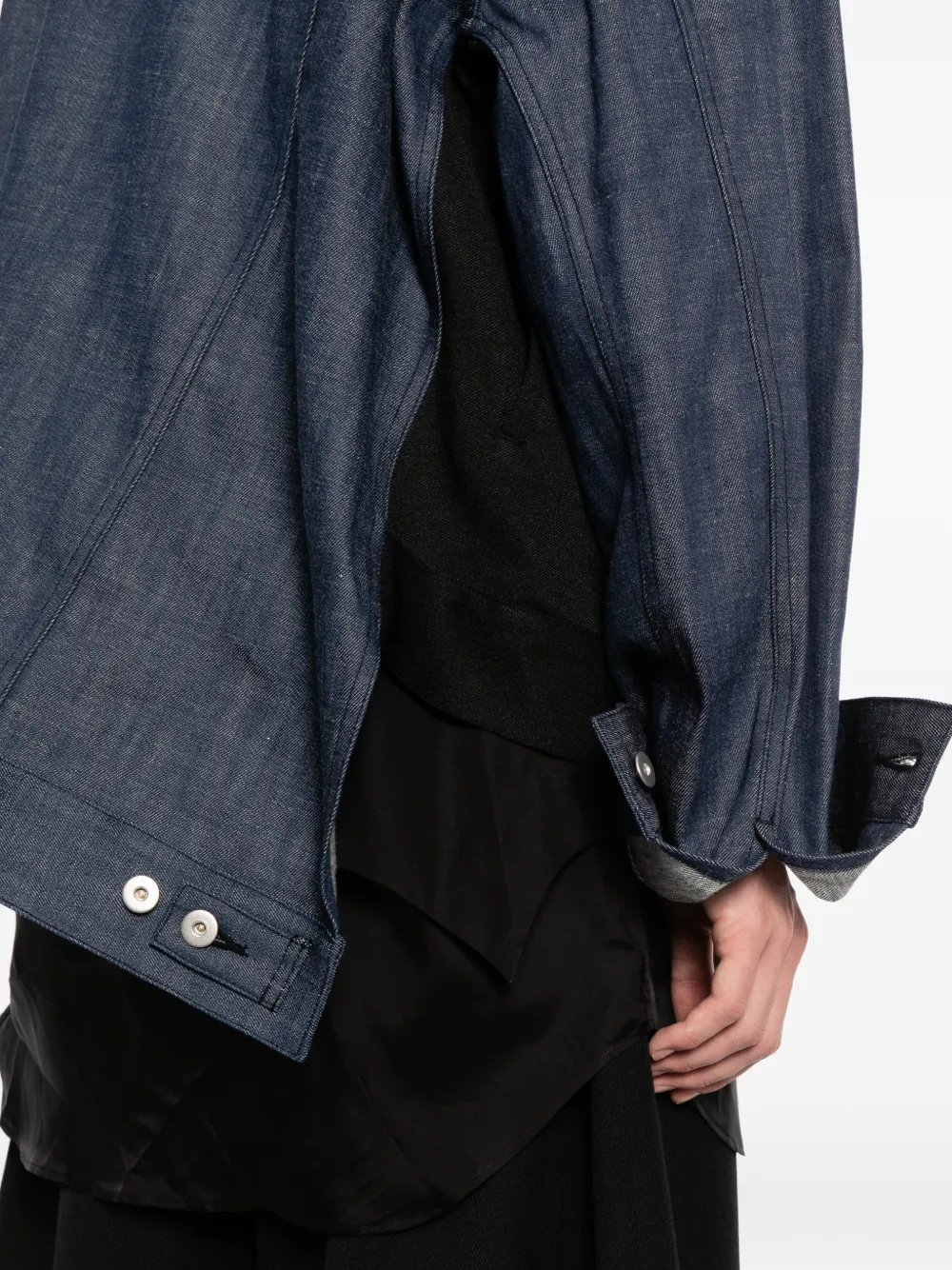 Black Comme Des Garçons Denim jack met gelaagd effect en vlakken Blauw