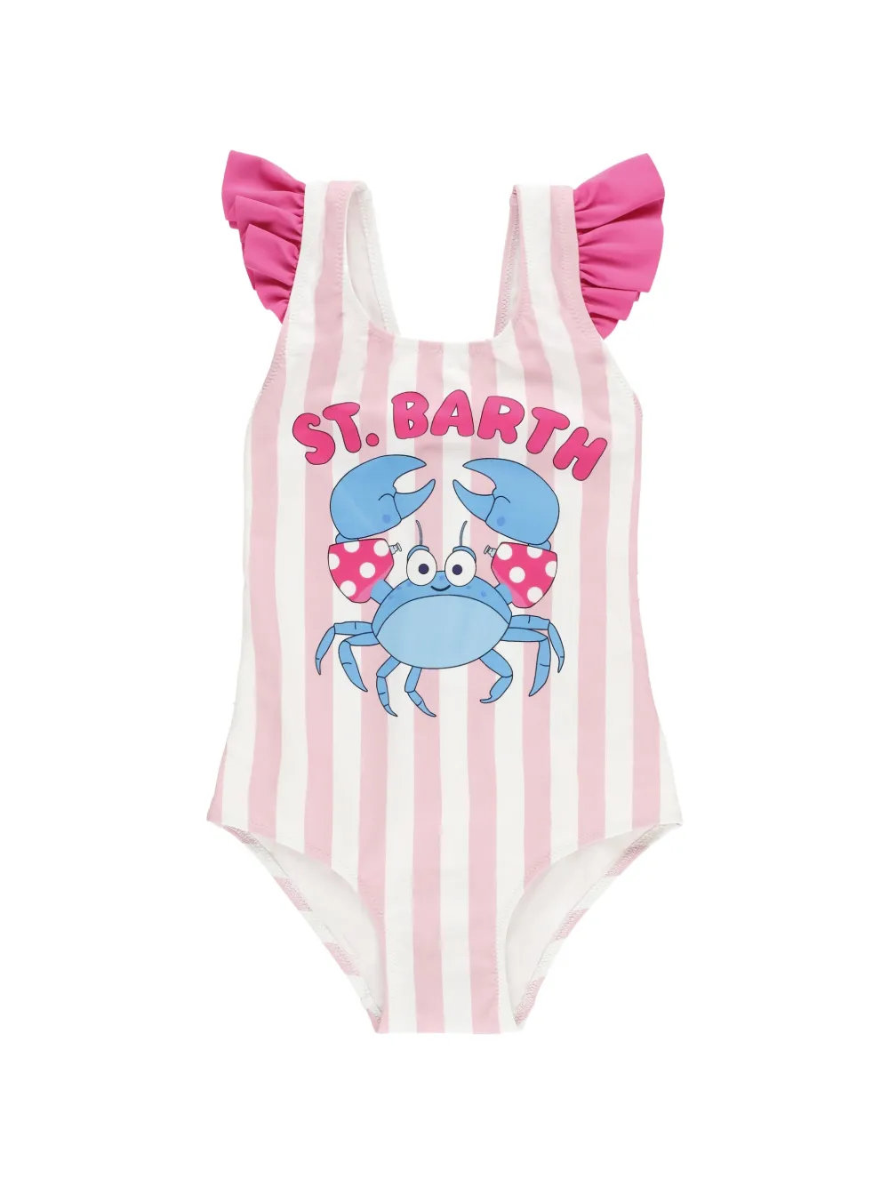 MC2 Saint Barth Kids Carol ruffled striped swimsuit - Rosa