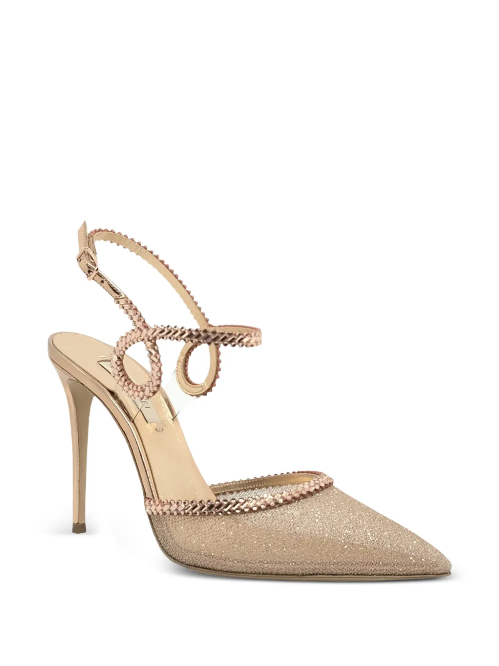 Casadei Julia Josephine glitter-effect crystal-embellished pumps Beige