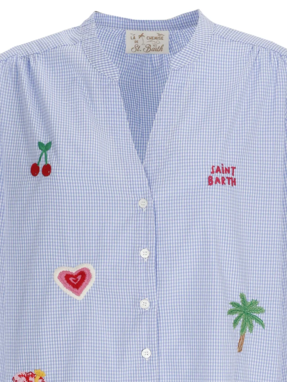  Mc2 Saint Barth Liona Gingham Embroidered Shirt - Azul 