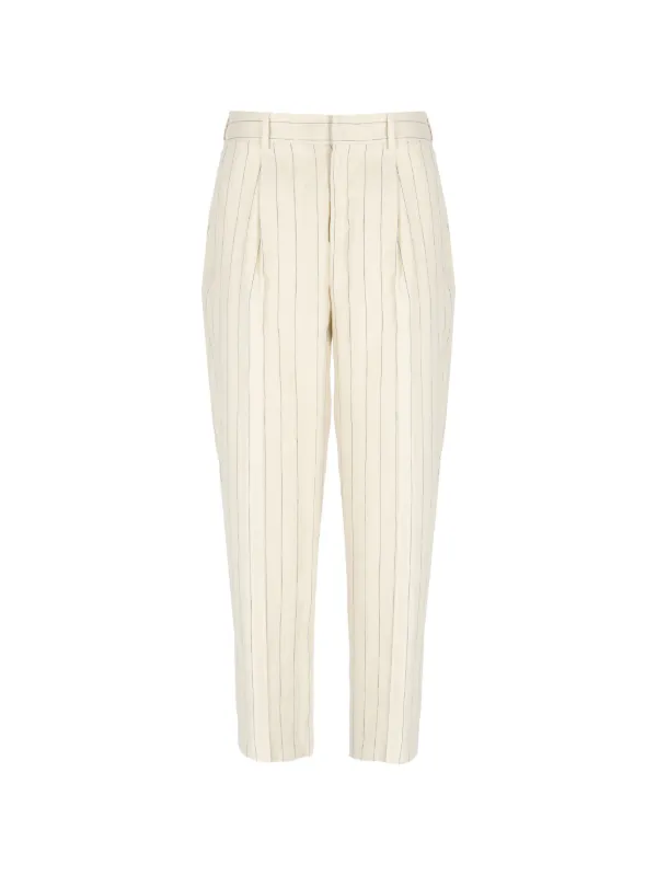PT Torino Pinstripe-pattern Pleated Trousers in Neutrals