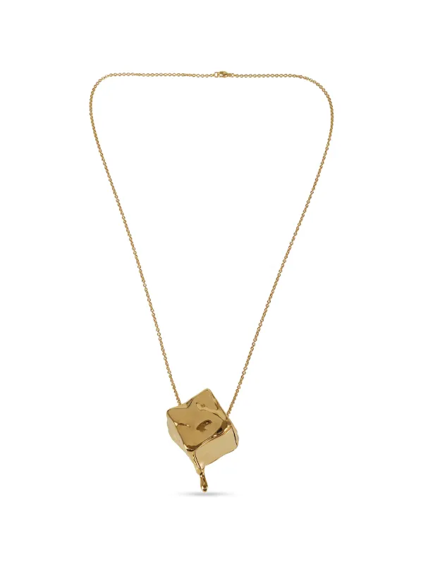 Rabanne Distorted-cube Pendant Necklace in Gold