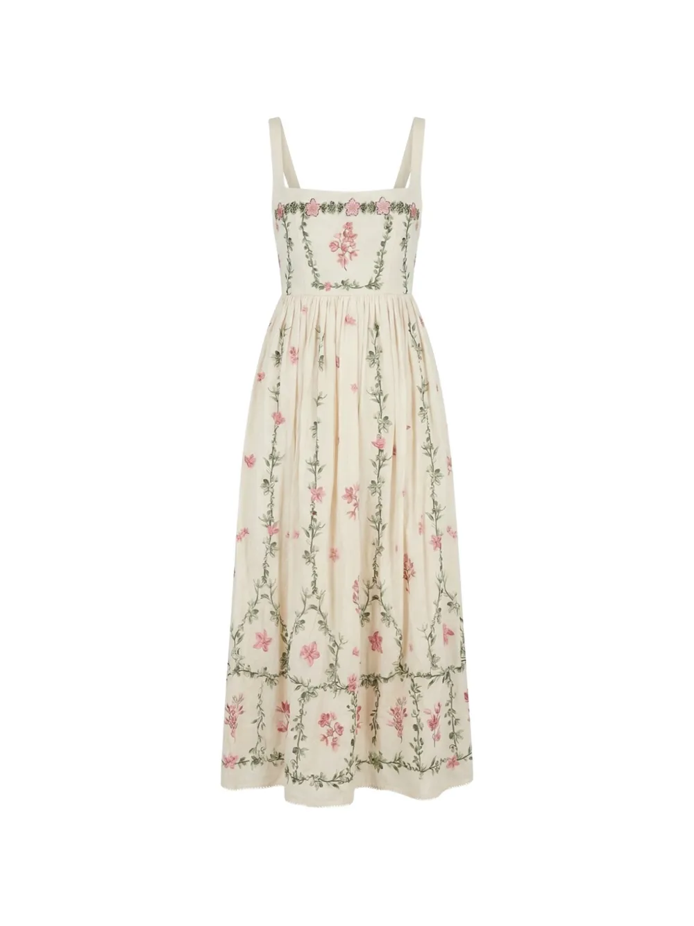 Agua By Agua Bendita Barbara Cauca floral-embroidered cotton midi dress - Toni neutri
