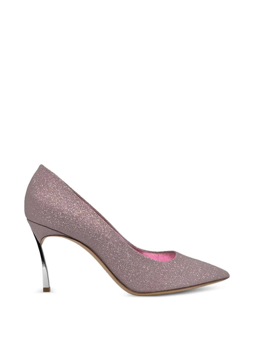 Casadei Blade glitter-effect pointed-toe heeled pumps Roze