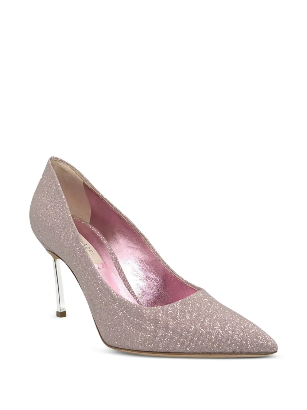 Casadei Blade glitter-effect pointed-toe heeled pumps Roze