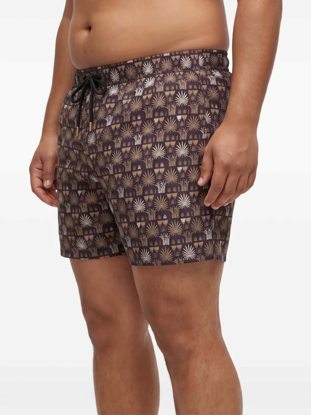 BOSS Zwembroek met palmblad print Bruin