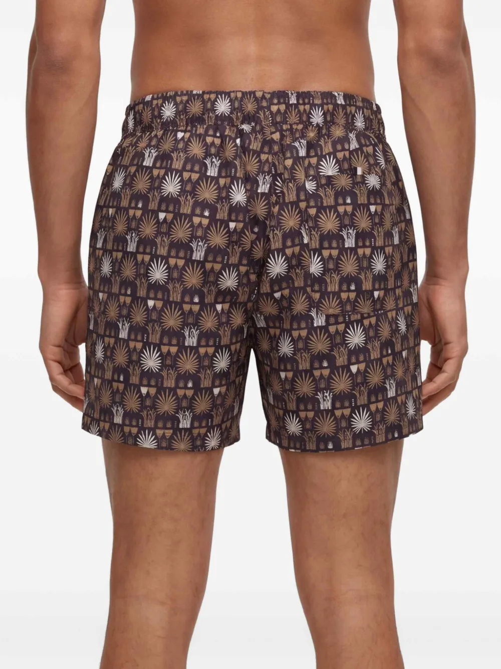 BOSS Zwembroek met palmblad print Bruin