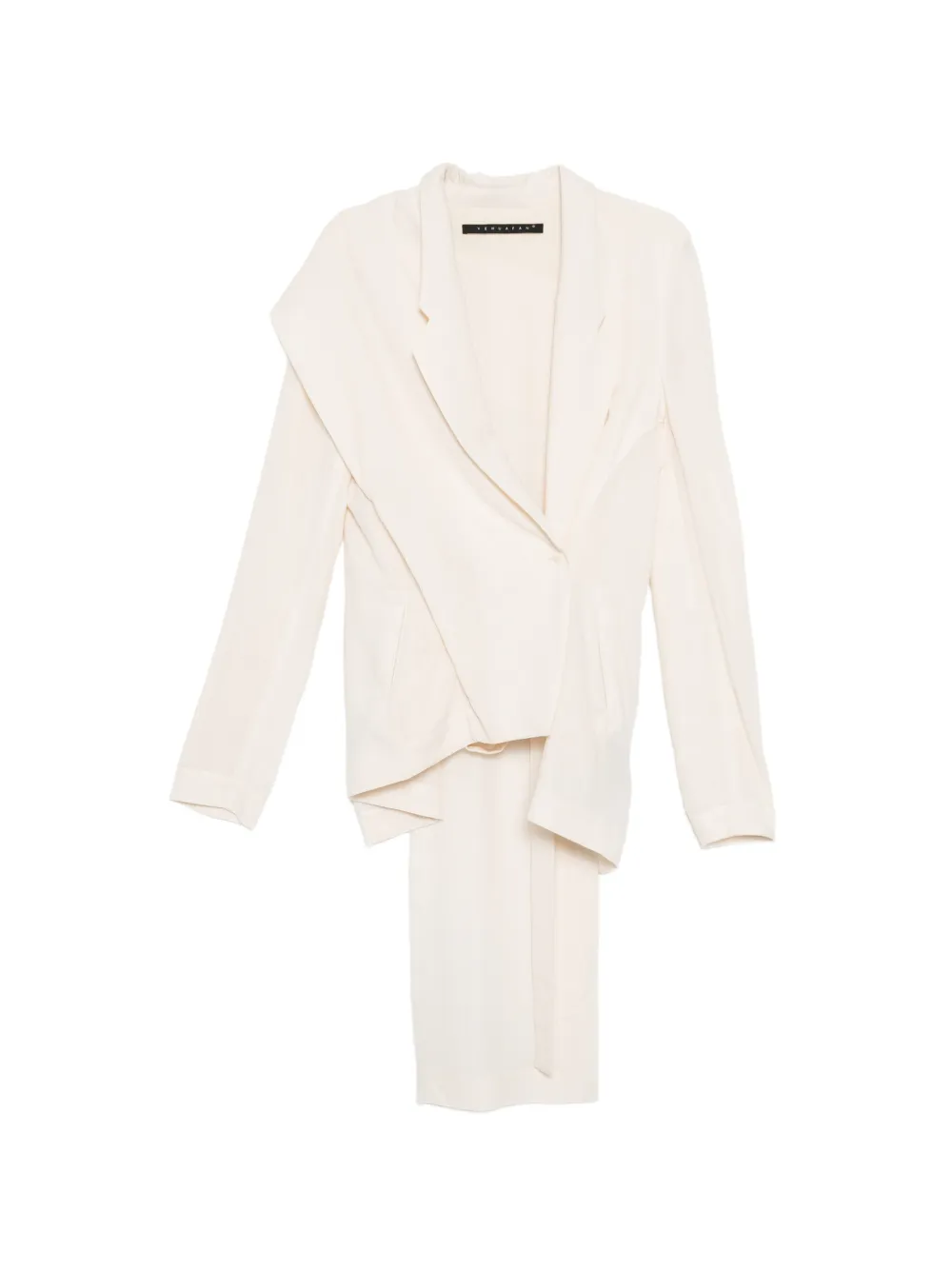 Yehuafan Asymmetric Frayed-edge Jacket In Neutral