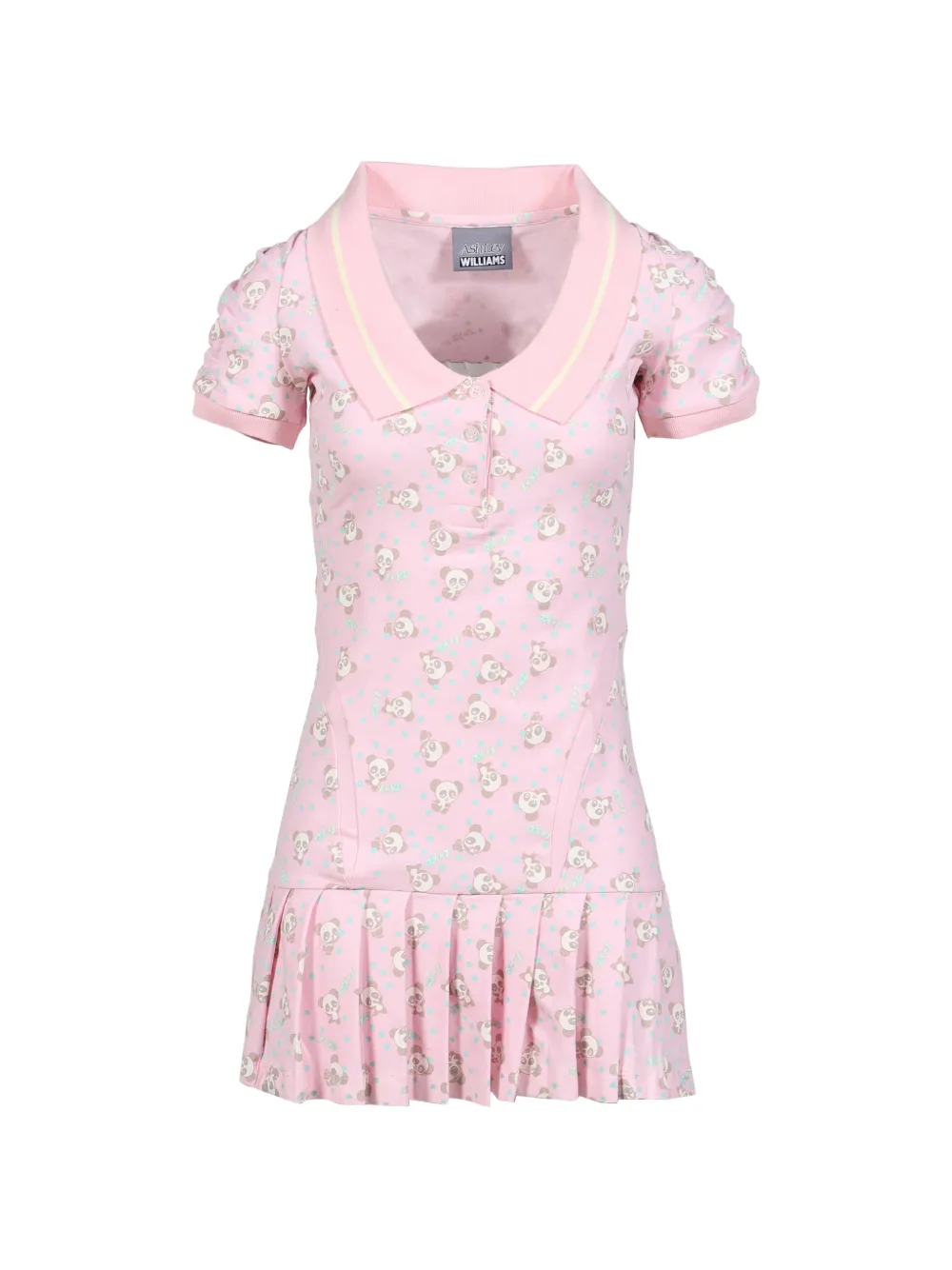 Ashley Williams Amelia panda-print pleated mini dress - Rosa
