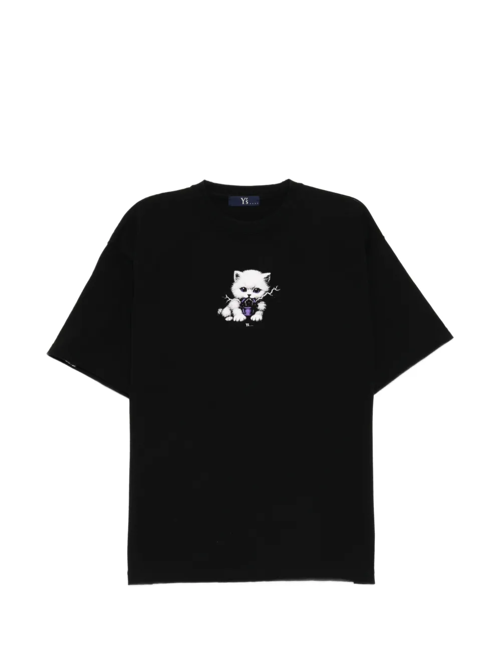 Y's cat-print T-shirt - Nero