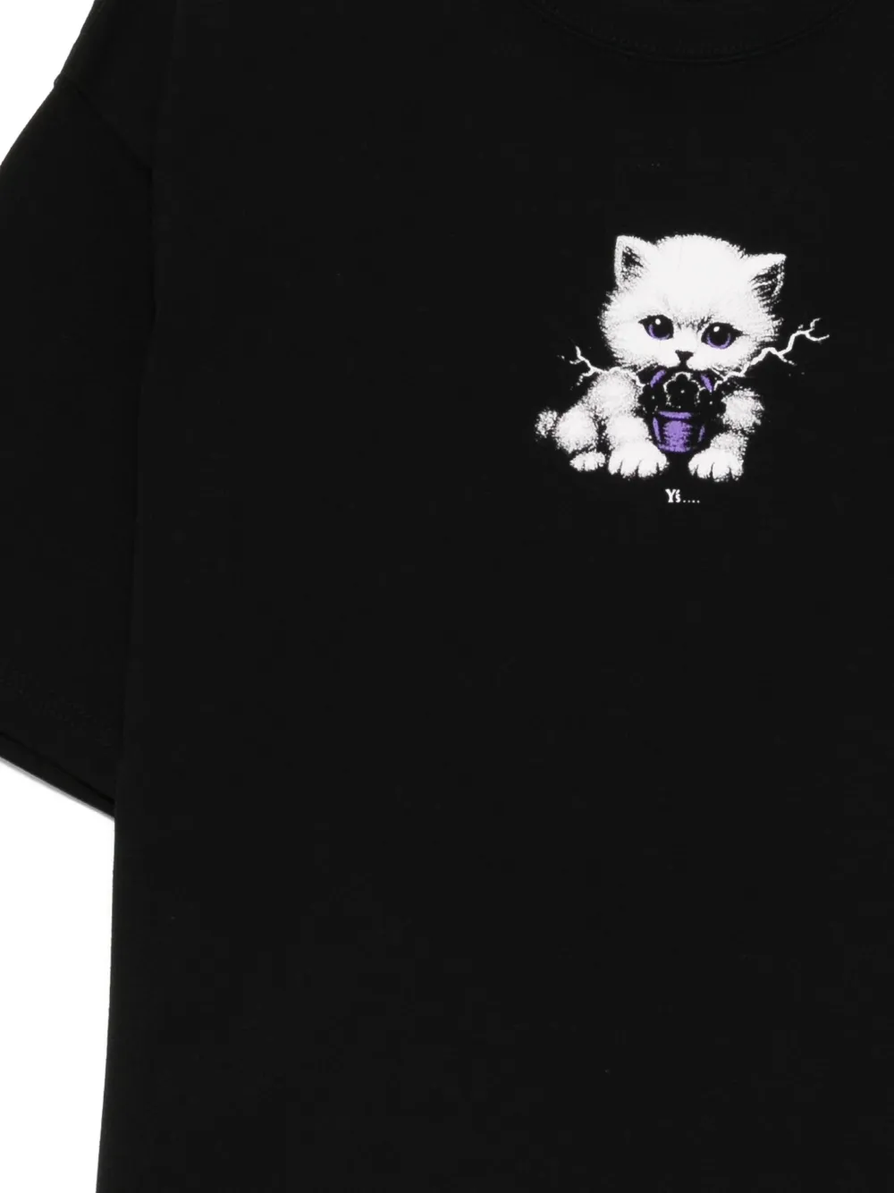 Y's T-shirt met kattenprint Zwart
