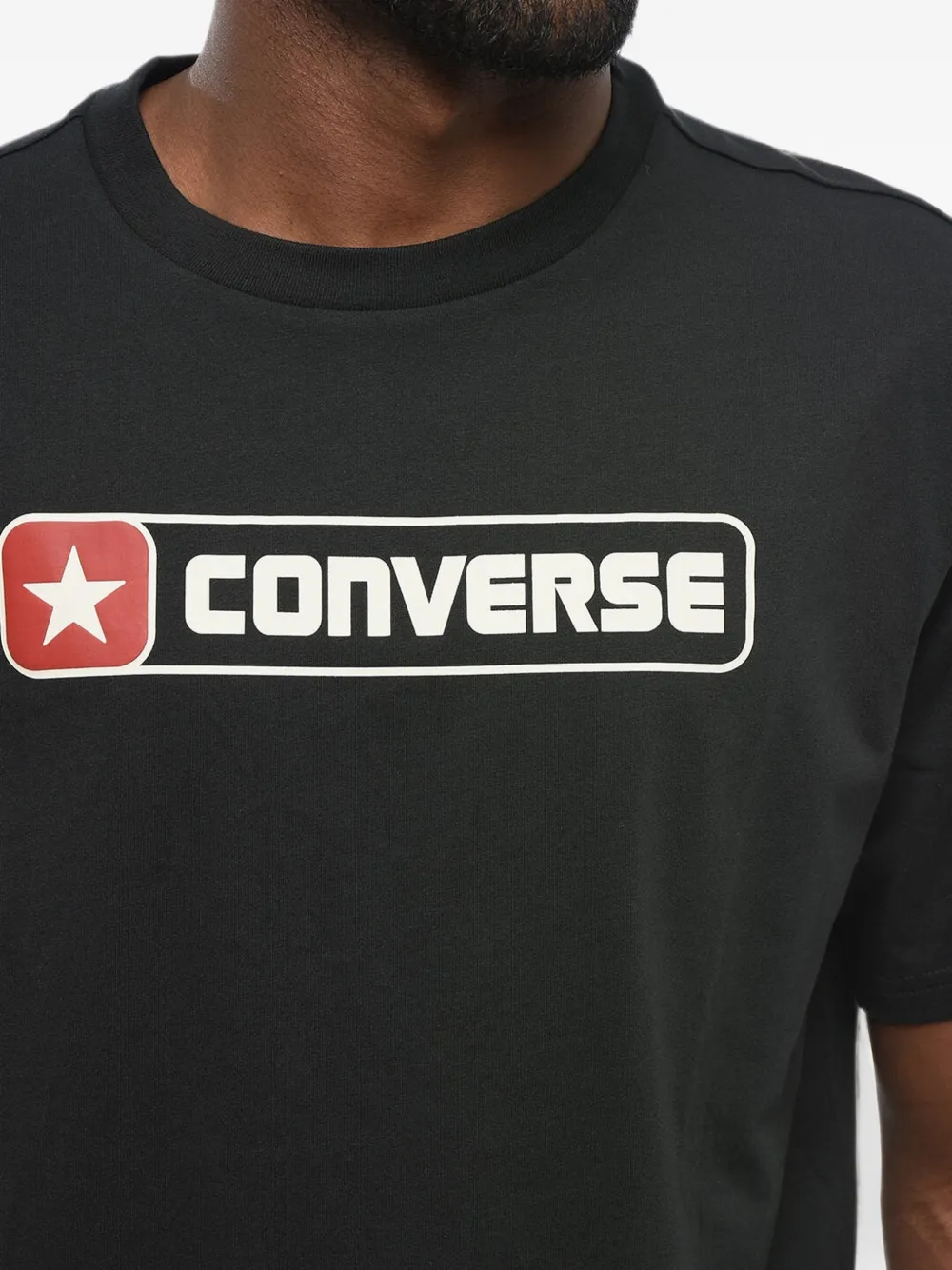 Converse logo-print jersey T-shirt Zwart