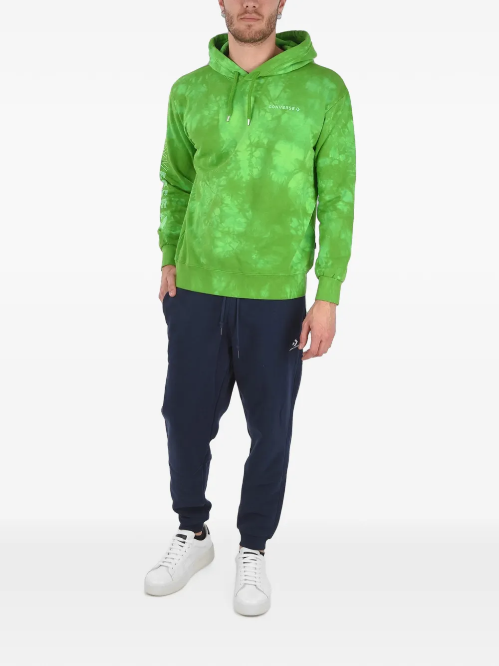 Converse tie-dye logo-print hoodie Groen