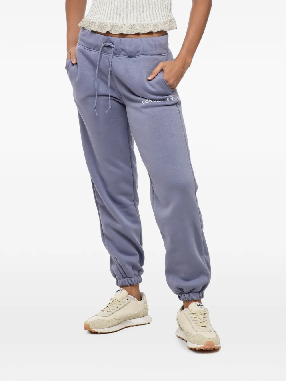 Converse Logo-embroidered Drawstring Track Pants In Purple