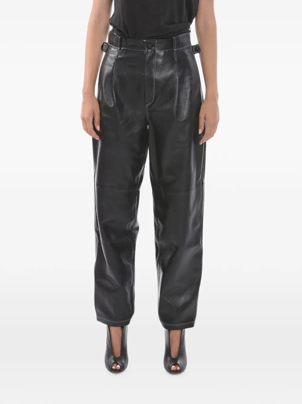The Mannei Shobak contrast-stitch leather trousers
