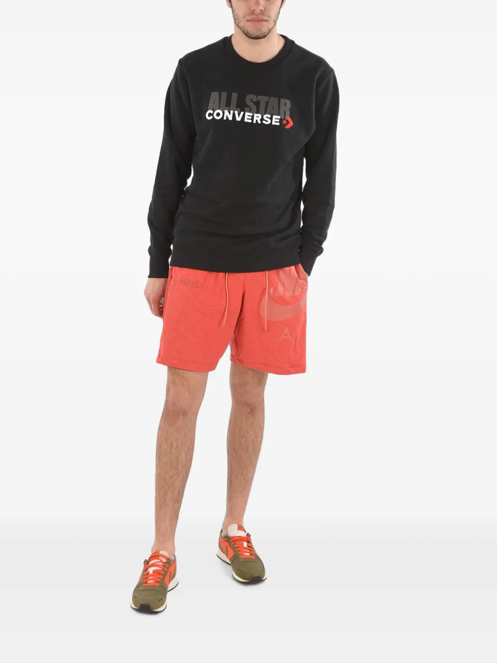 Converse logo-embroidered cotton sweatshirt Zwart