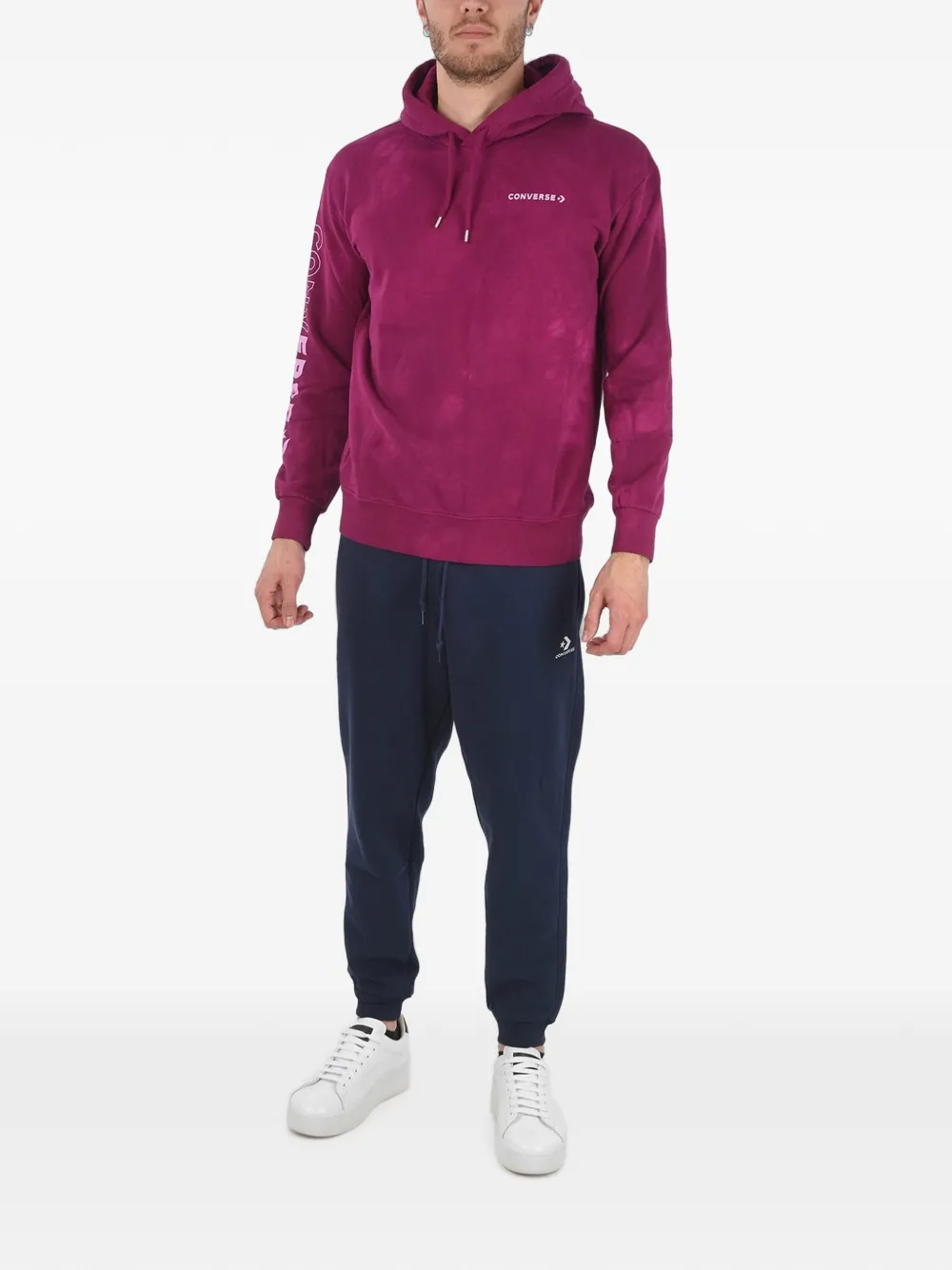Converse logo-print patterned hoodie Roze