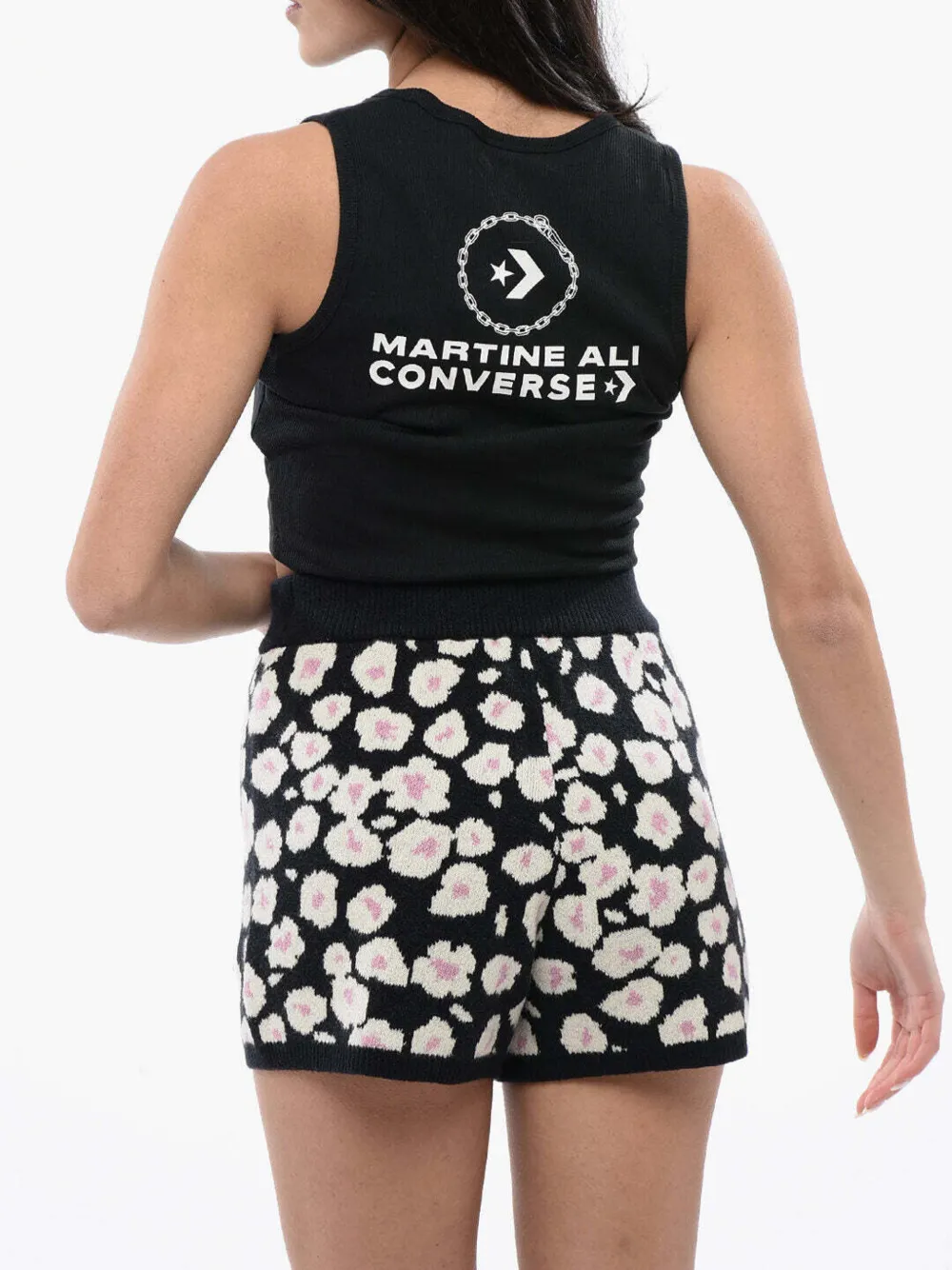 Converse Martine Ali ribbed crop top Zwart