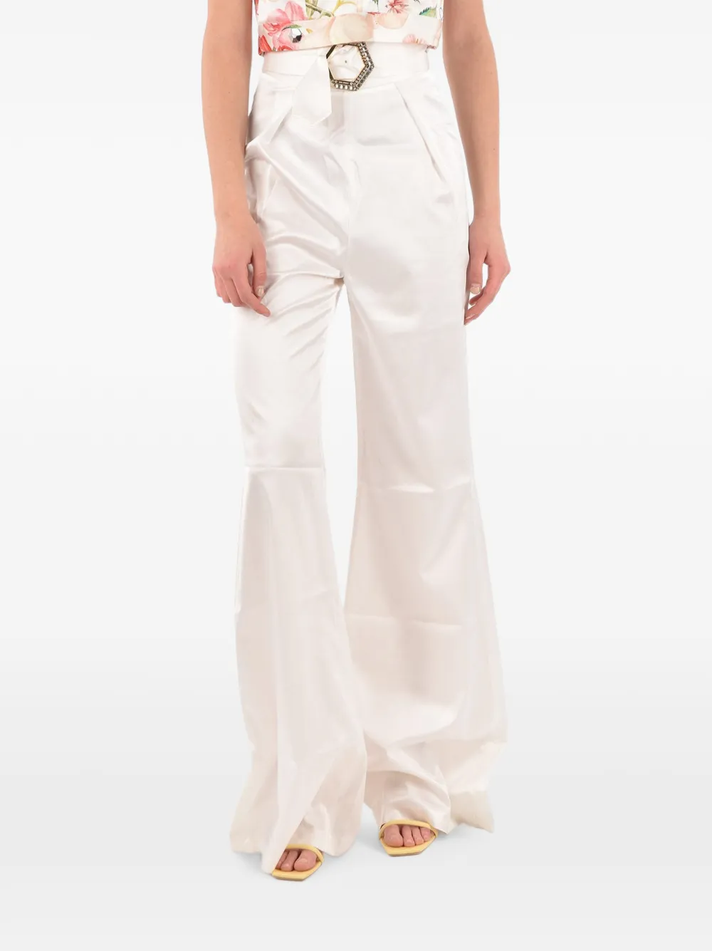 Philipp Plein buckle-fastening palazzo pants - Weiß
