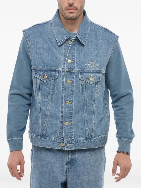 J.PRESS embroidered-logo sleeveless denim jacket