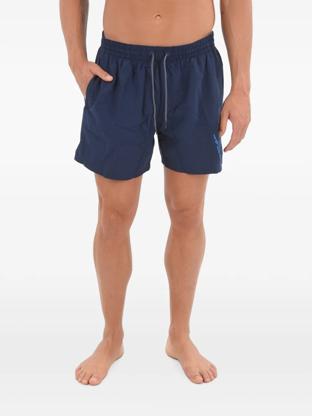 Nike Logo-print Drawstring Swim Shorts In Blue