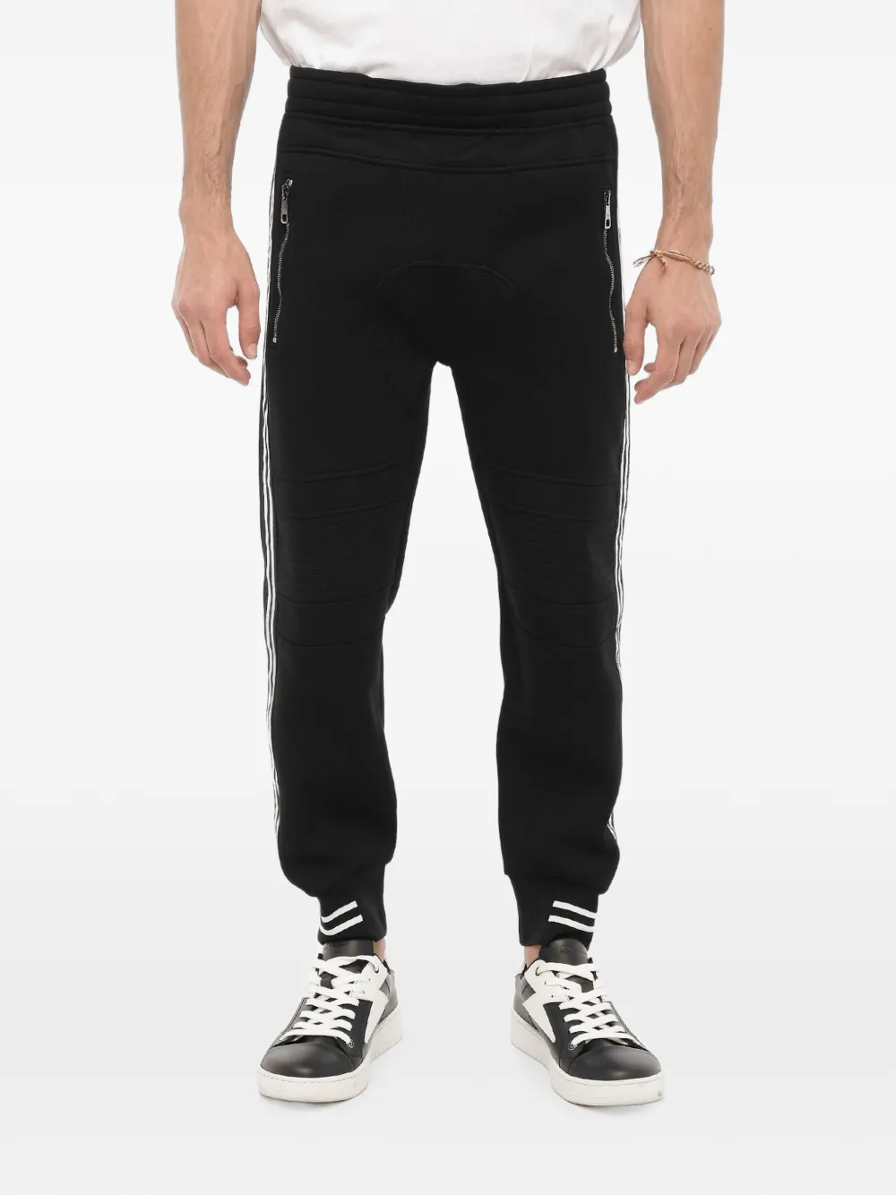 Neil Barrett biker-style side-stripe track pants - Schwarz