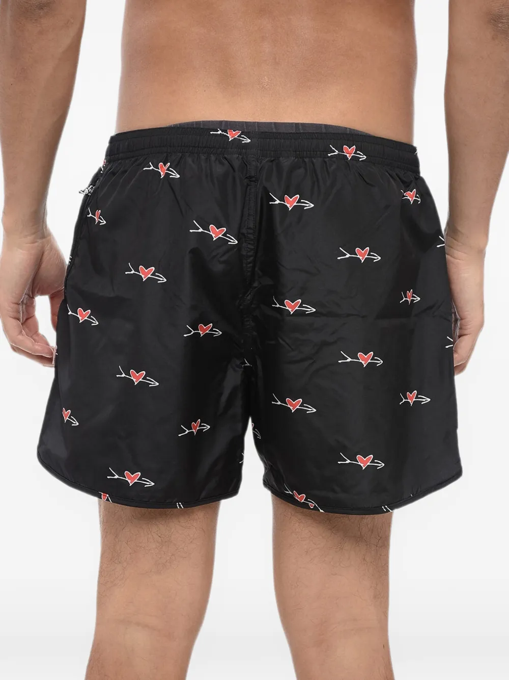Neil Barrett Cupid-print drawstring swim shorts Zwart
