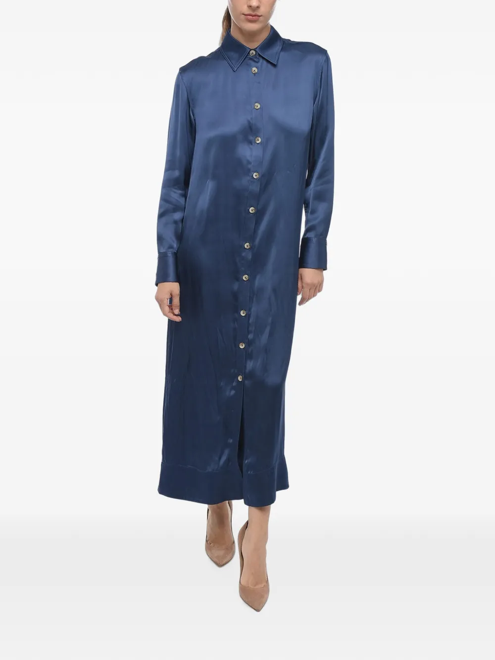 LouLou de Saison long-sleeve shirt maxi dress - Blau