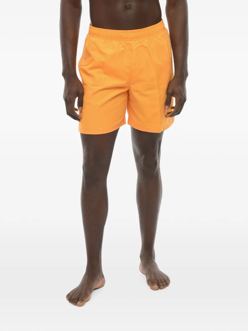 Nike Embroidered-logo Elasticated Swim Shorts In Orange