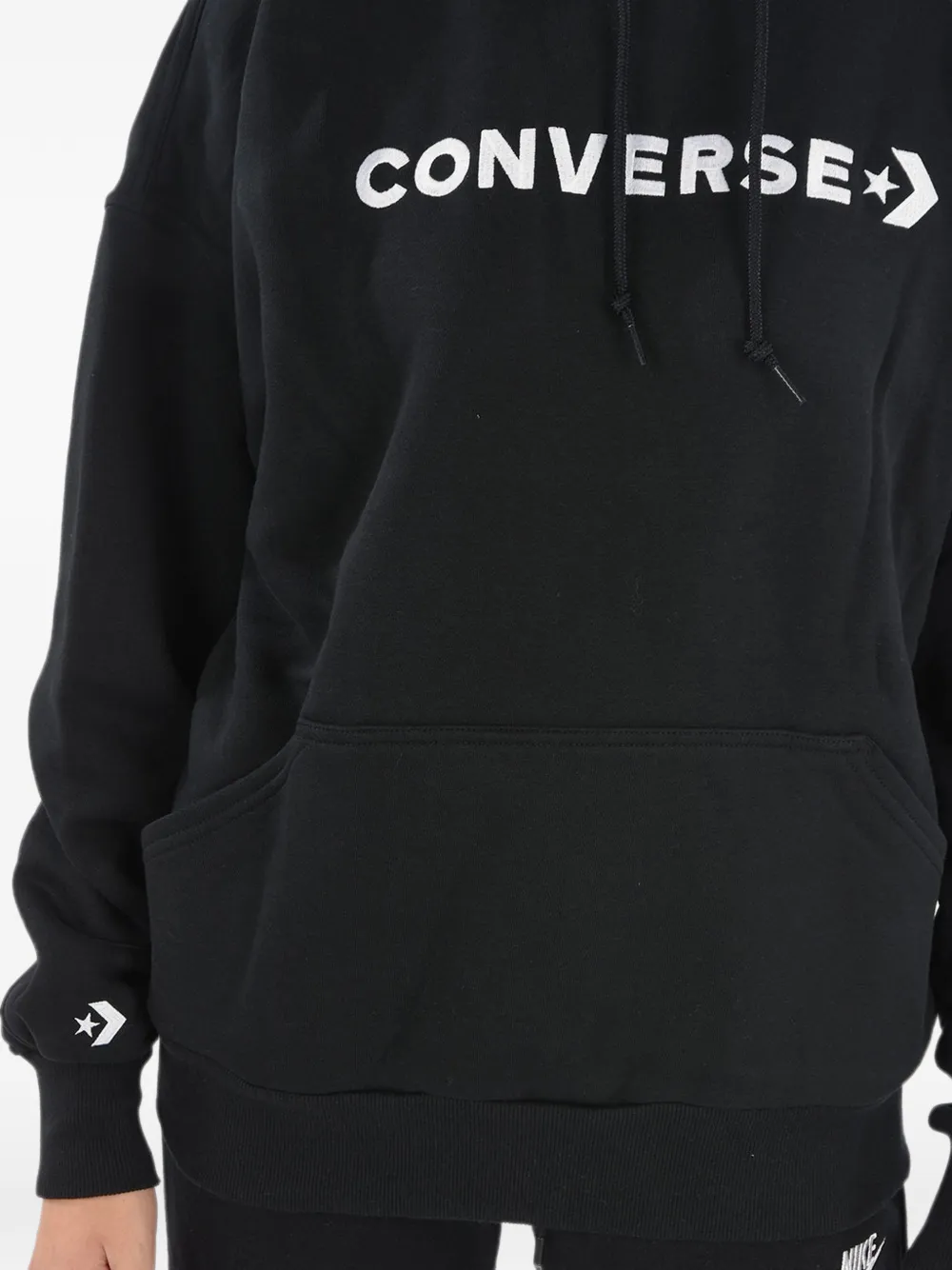 Converse embroidered-logo hoodie Zwart