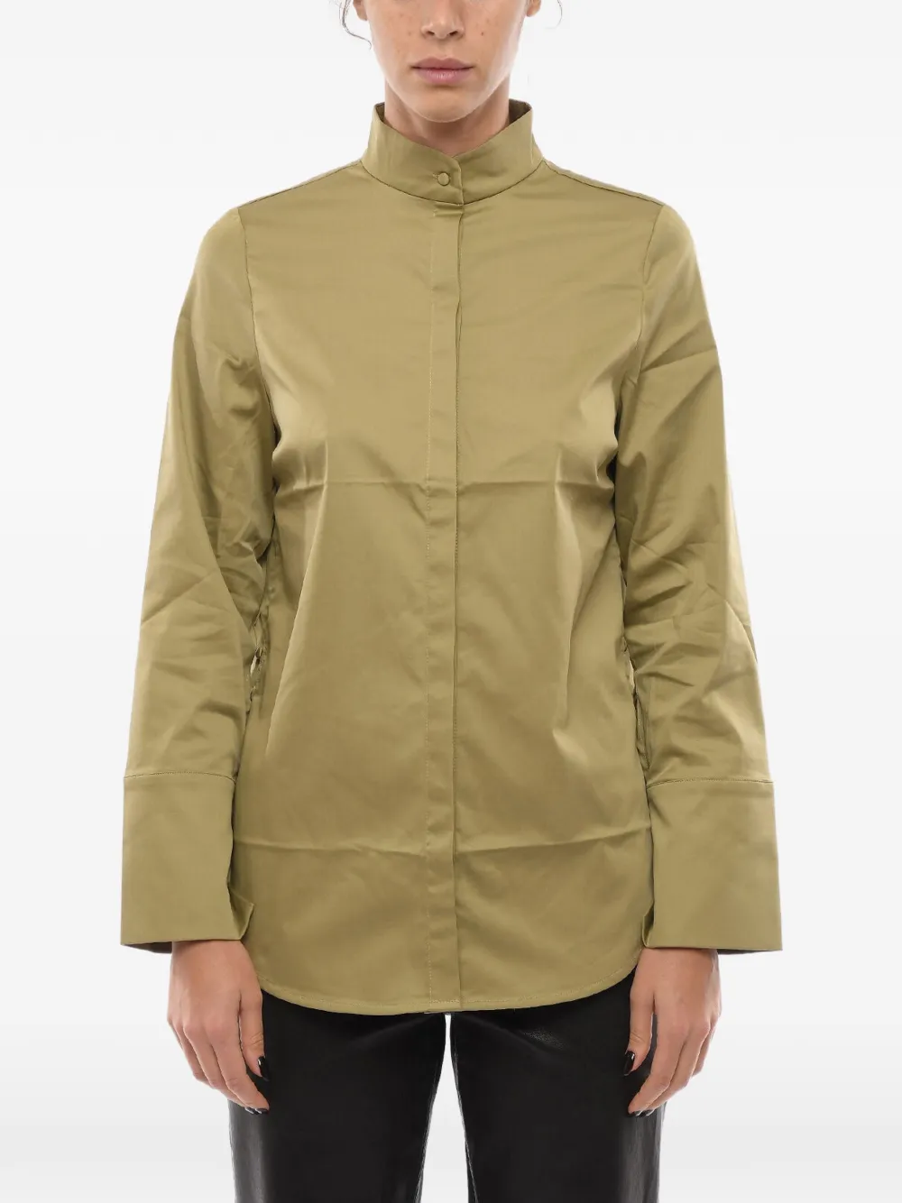 Notes du Nord hidden-placket side-slit cotton shirt