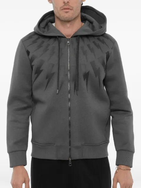 Neil Barrett lightning bolt-print zip-up hoodie