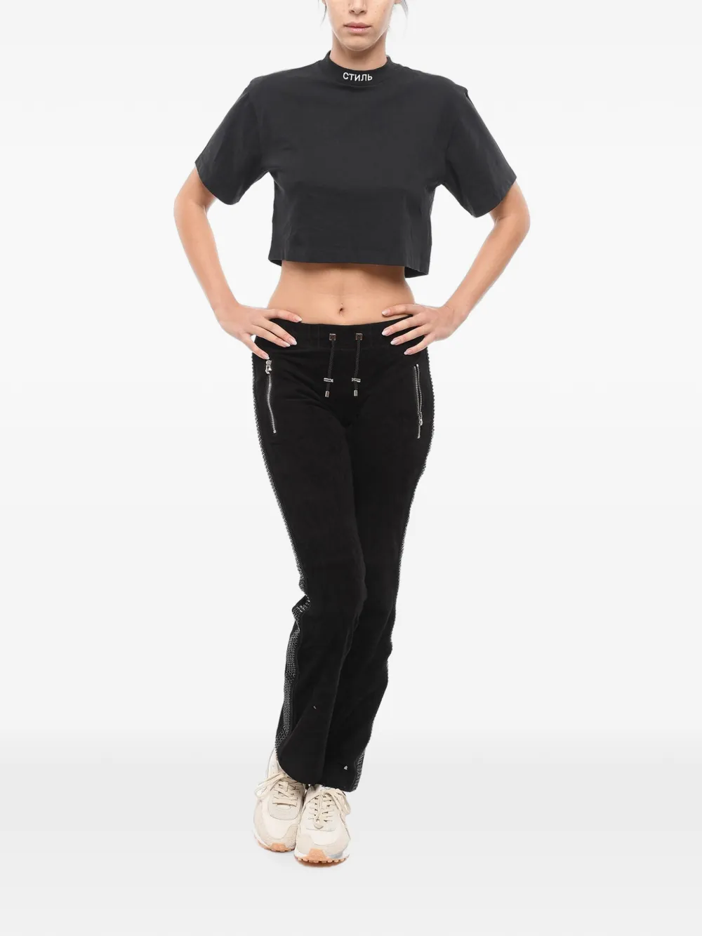 Philipp Plein crystal-embellished suede trousers Zwart