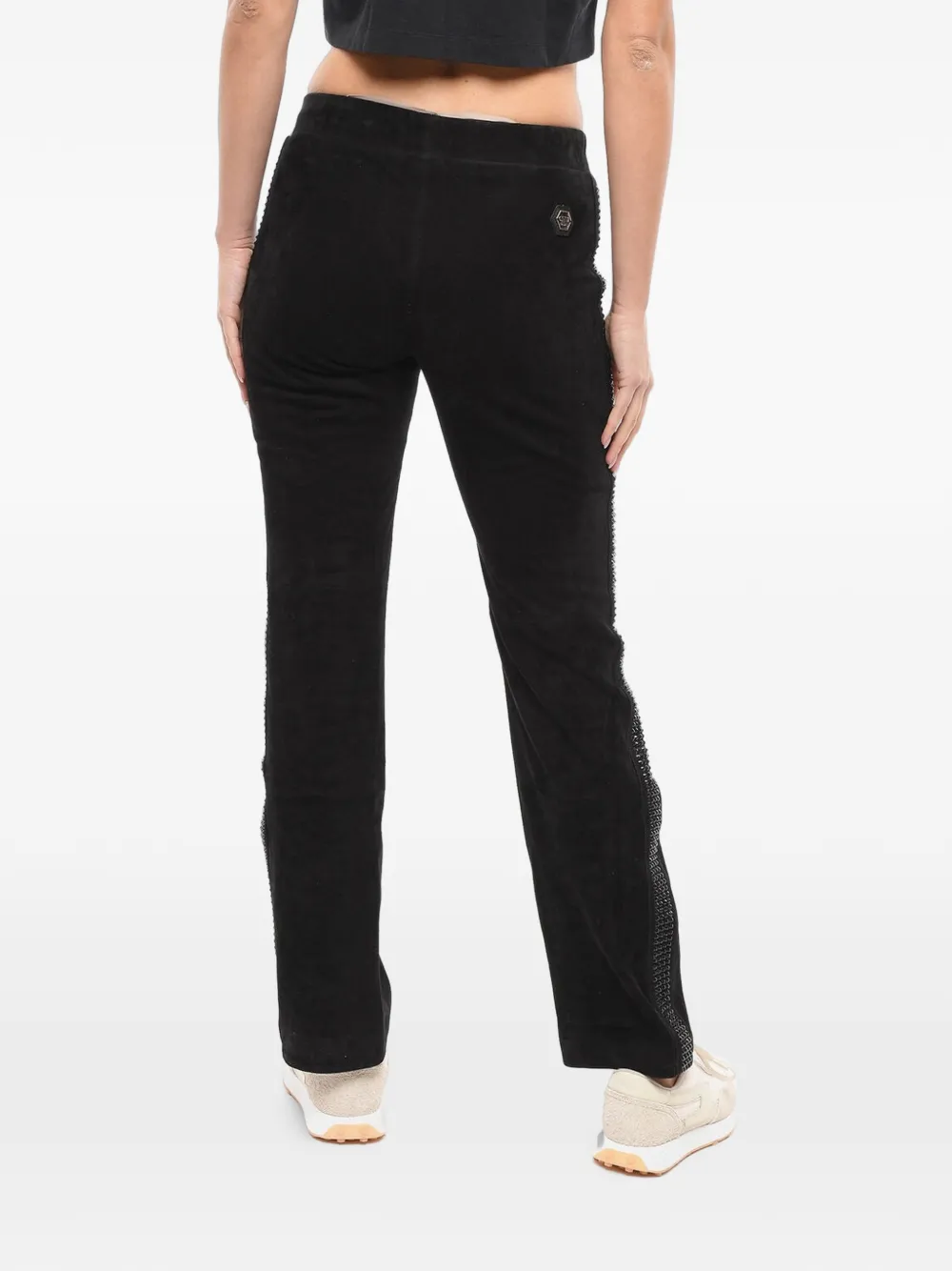 Philipp Plein crystal-embellished suede trousers Zwart