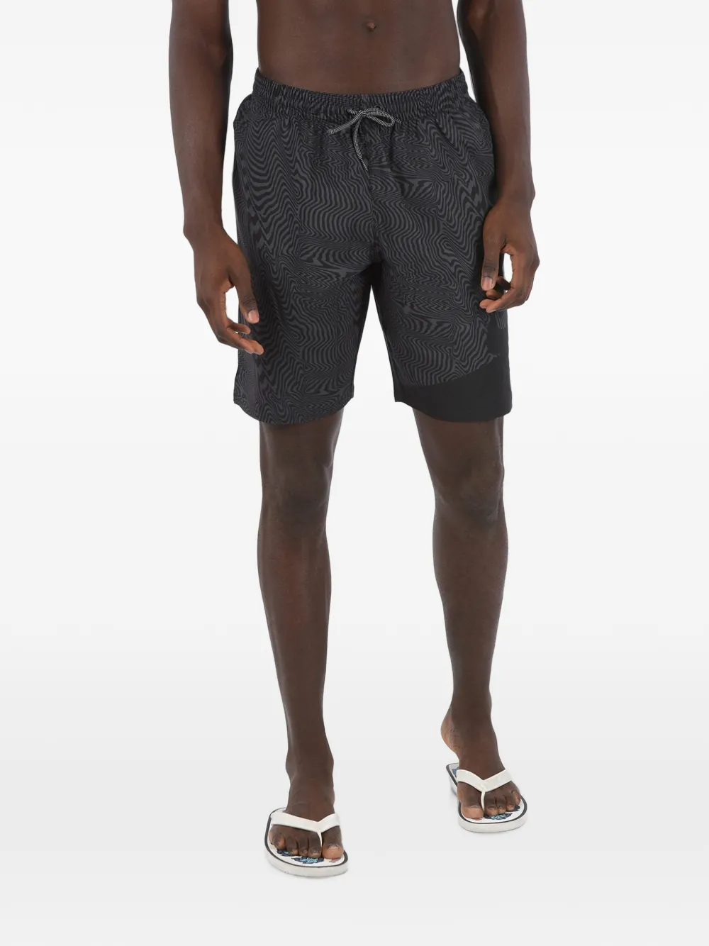 Nike Graphic-print Drawstring-fastening Swim Shorts In Black