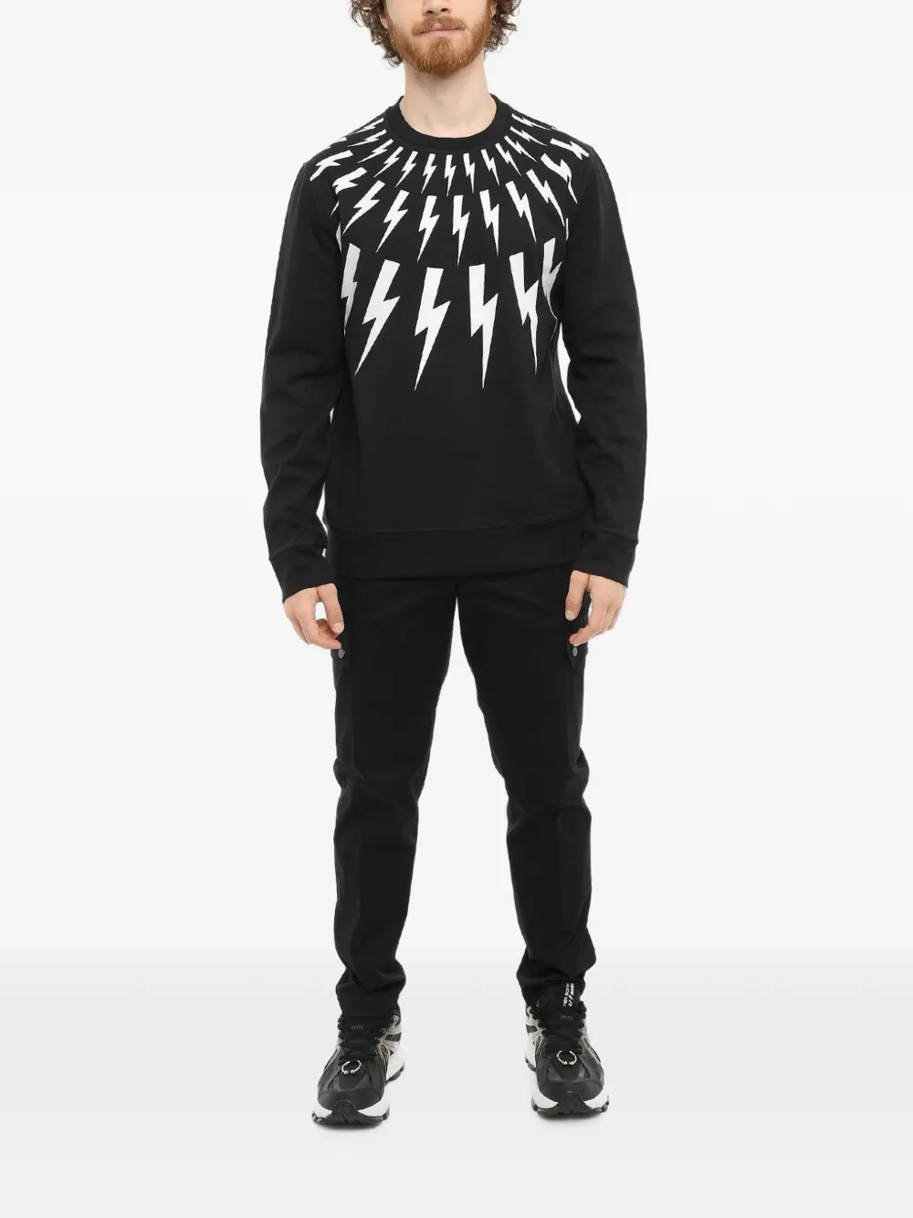 Neil Barrett Fair-Isle Thunderbolt sweatshirt Zwart