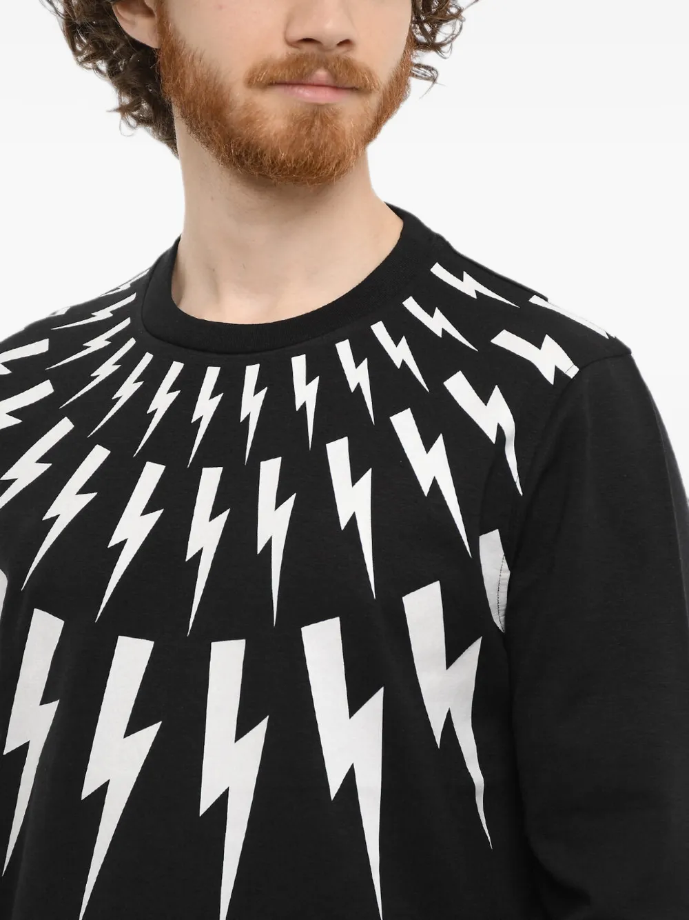 Neil Barrett Fair-Isle Thunderbolt sweatshirt Zwart