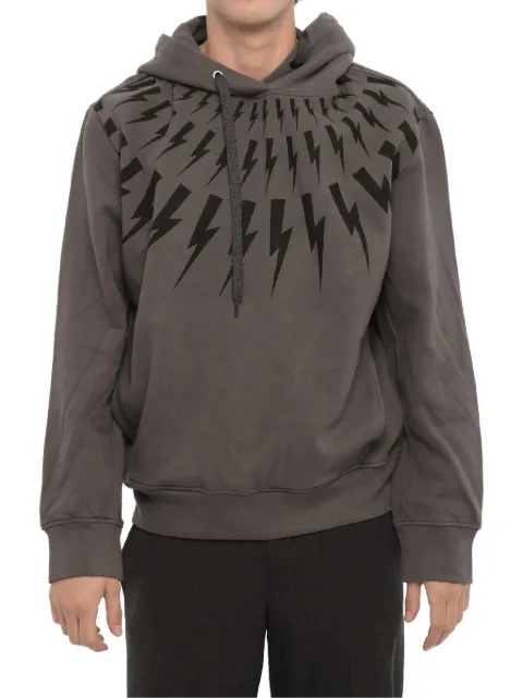 Neil Barrett thunderbolt-print drawstring hoodie