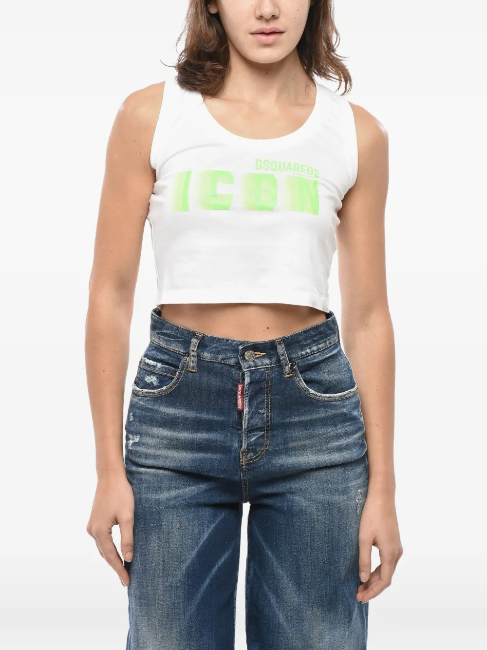 DSQUARED2 logo-print top - Weiß