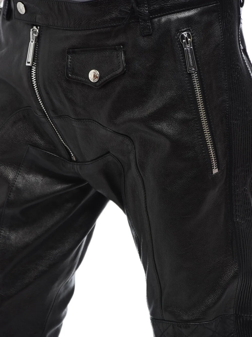 DSQUARED2 Bikerbroek met gewatteerd detail Zwart