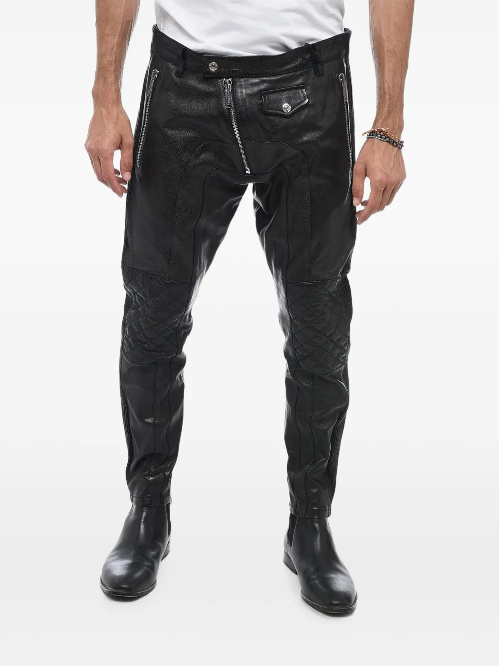 DSQUARED2 quilted-detail biker trousers - Schwarz