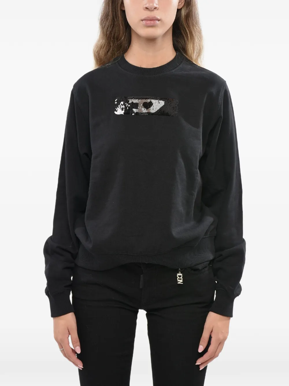 Diesel sequin-logo long-sleeve sweatshirt - Schwarz