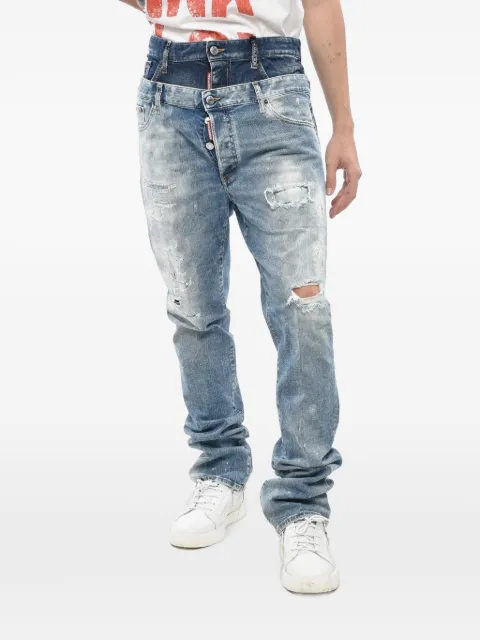 DSQUARED2 jean skinny Twin Pack à effet usé et taille superposéee