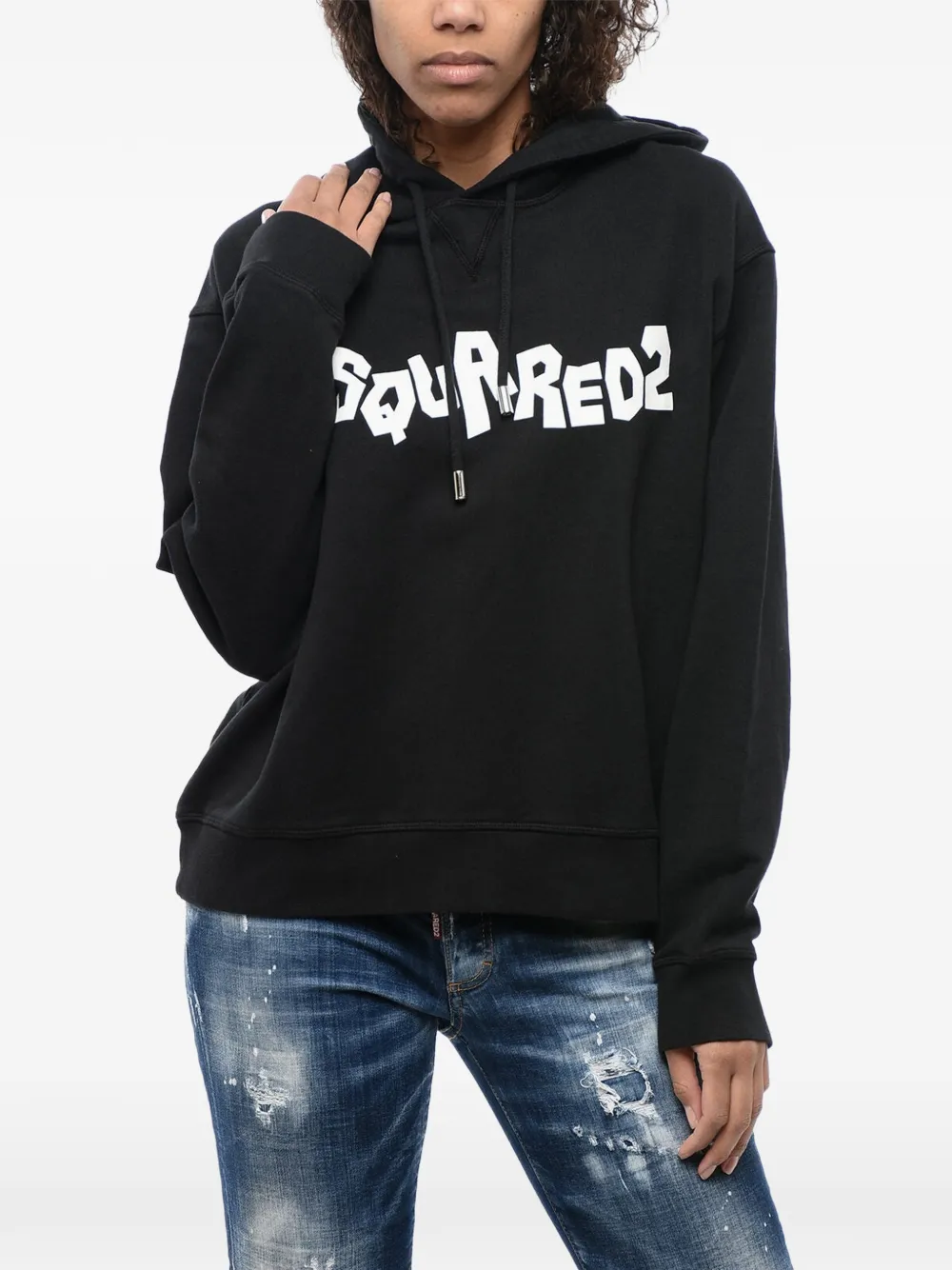DSQUARED2 logo-print oversized hoodie - Schwarz