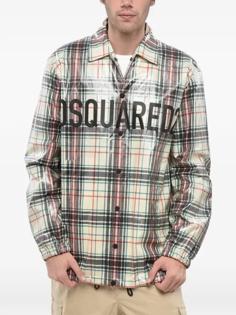 DSQUARED2 Jaqueta overshirt encerada com padronagem xadrez