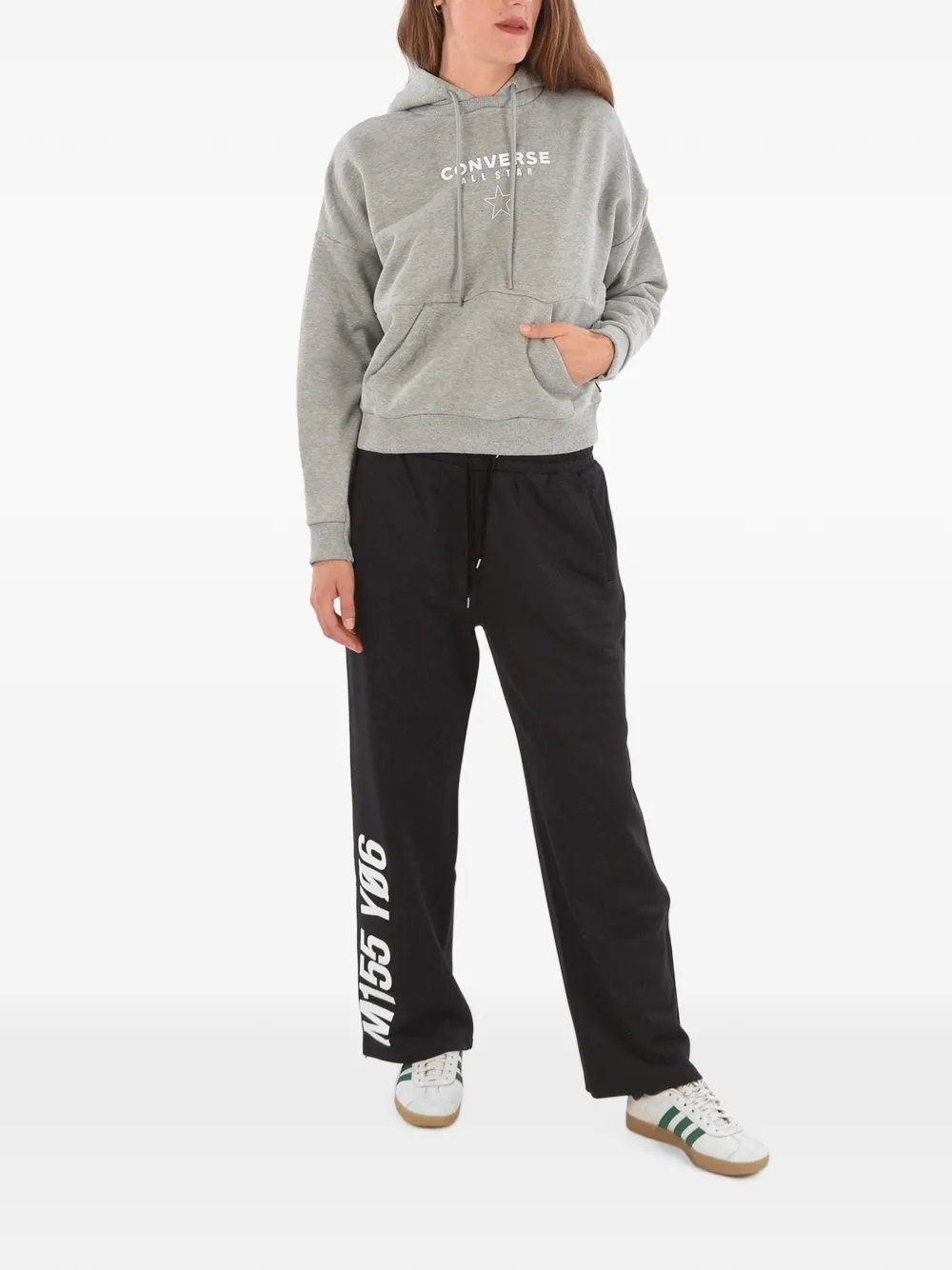 Converse logo-print drawstring hoodie Grijs
