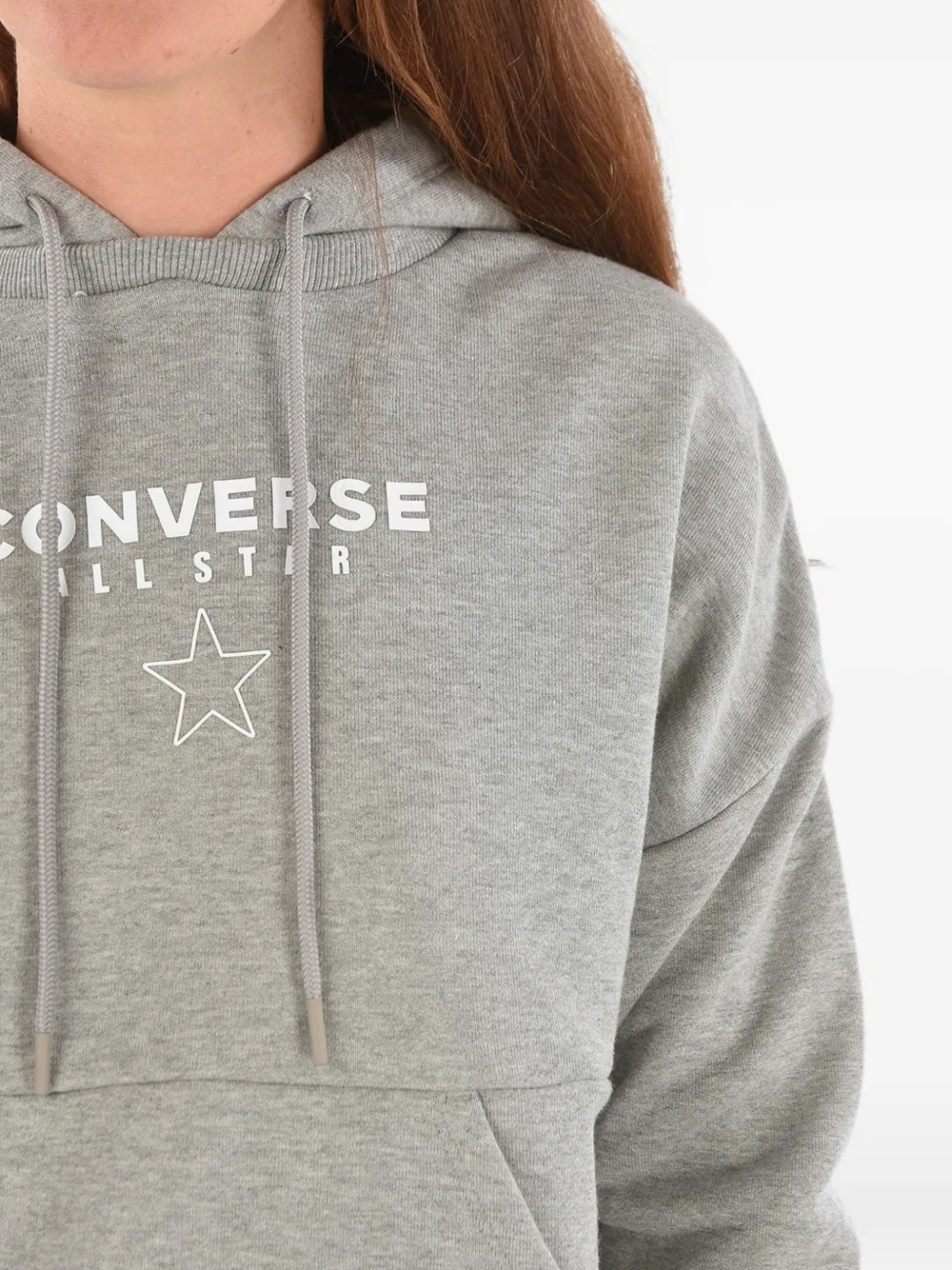 Converse logo-print drawstring hoodie Grijs
